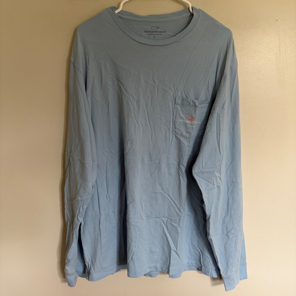 Vineyard Vines Mens Large Long Sleeve Pocket T-Shirt Ludington Michigan Blue